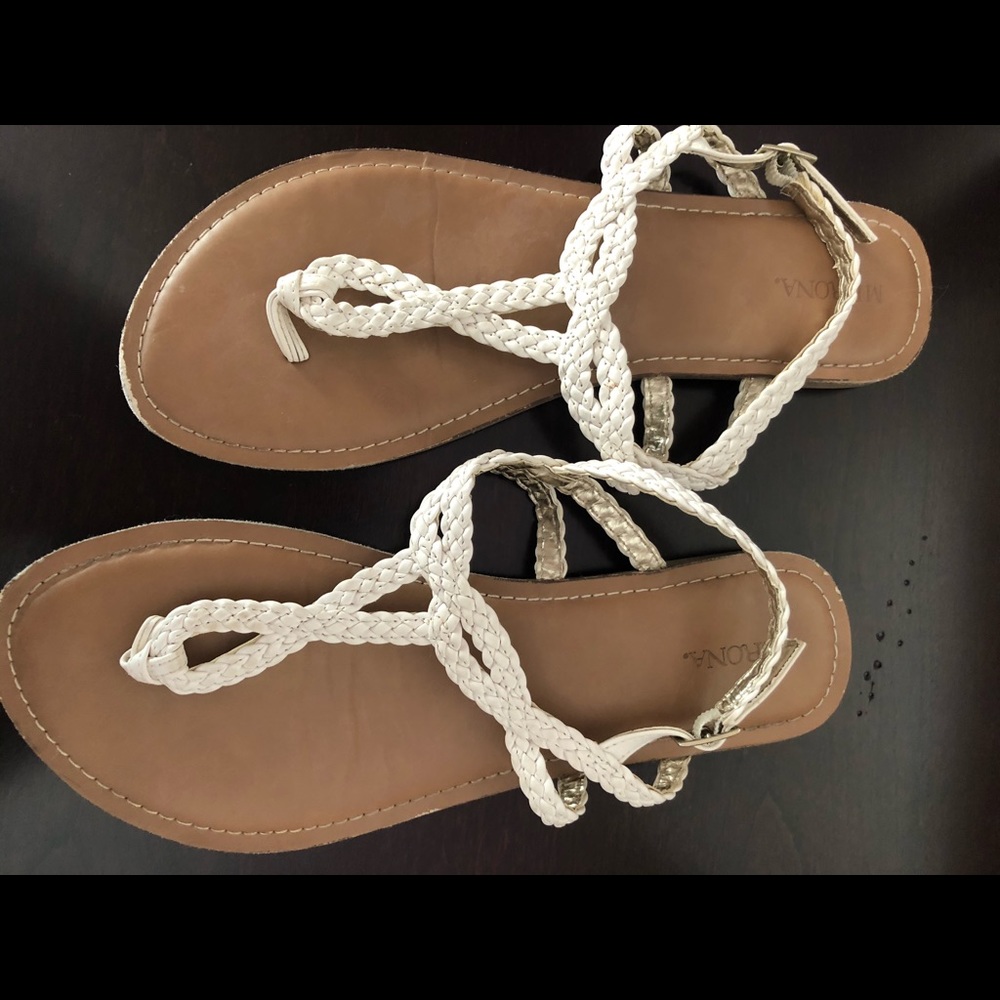 white sandals